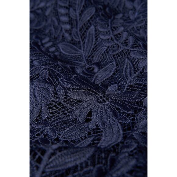 Kay Unger Portia Tea Length Dress in Midnight Blue - Picture 5 of 16